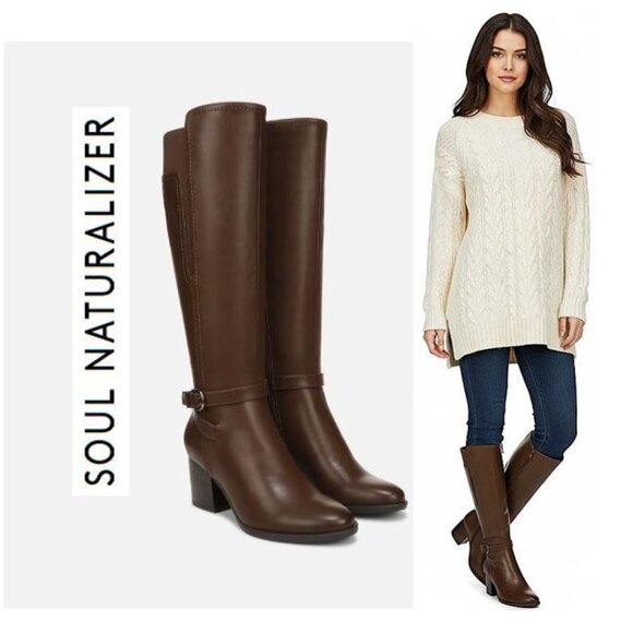 SOUL Naturalizer Shoes - NWT!! - SOUL Uptown Wide Calf Knee High Boot in dark brown faux leather (9W)